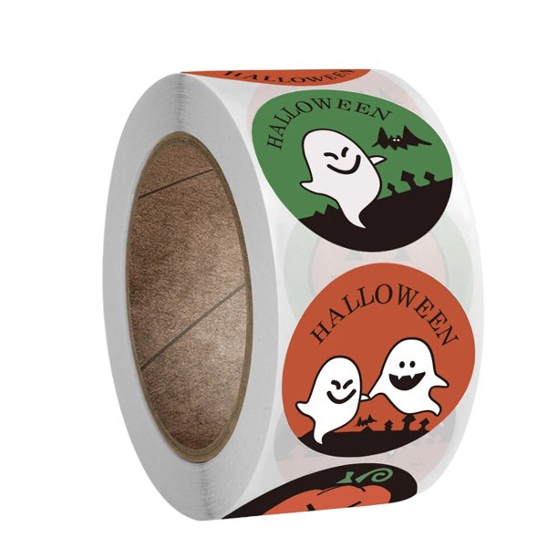 Pegatinas de papel autoadhesivas para embalaje, etiquetas adhesivas de sellado para caja de dulces, Halloween, calabaza, bruja, regalo, 100-500 piezas