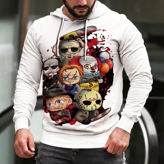Sudadera con capucha de película de terror para hombre y mujer, suéter negro con estampado 3D de Michael Myers para Halloween, chándal de gran tamaño, novedad de 2022