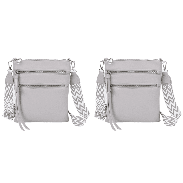 Bolso Hombro Pequeño Cuero PU Con Bolsillo Múltiple para Mujer (gris)