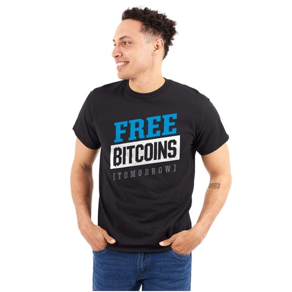 Free Bitcoins Tomorrow Cryptocurrency Plus Size Crewneck Graphic Tee Shirt Brisco Brands 5X