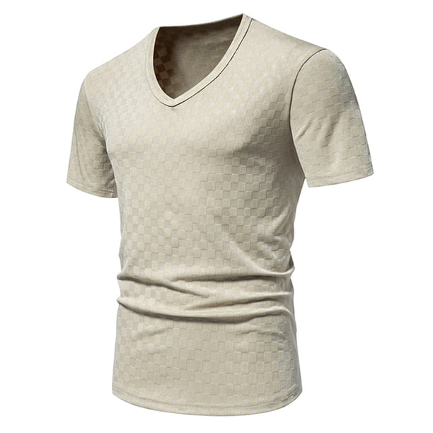 pstuiky camisetas de hombre, Camiseta de manga corta con cuello en V y estampado liso para hombre ropa de hombre s