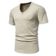 thumbnail image 1 of pstuiky camisetas de hombre, Camiseta de manga corta con cuello en V y estampado liso para hombre ropa de hombre s, 1 of 8