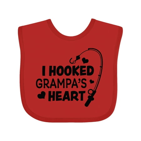

Inktastic I Hooked Grampa s Heart with Fishing Rod Gift Baby Boy or Baby Girl Bib