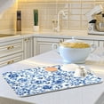 thumbnail image 6 of Blue and White Porcelain Floral Dish Drying Mat 16x18 Absorbent Microfiber Draining Rack Pad for Kitchen Counter Sink, 6 of 8