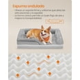 thumbnail image 3 of Feandrea Cama para Perros, Cama para Mascotas, 91 x 68 x 16 cm, Ortopédica con Espuma Corrugada, Funda Extraíble con Motivo Rosa de Peluche, Bordes Elevados Acolchados, Gris Paloma MPGW252G01, 3 of 5