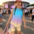 thumbnail image 2 of 2 Piece Girls Summer Outfits Casual Lounge Set Shirts and Elastic Waist Shorts with Pockets Clothing Sets, 2 of 7