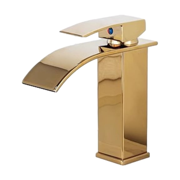Thinsony Lavabo de Salle de Bain Multifonctionnel et Facile à Installer, Lavabo Luxueux en Cascade, Or Court