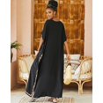 thumbnail image 5 of Edolynsa Bohemian Kaftan Dress Floral Embroidered Black Casual Dress Plus Size Beach Cover Up, 5 of 7