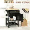 thumbnail image 4 of HOMCOM Kitchen Cart on Wheels with Towel Rack, Drawer and Cabinet, Black, 4 of 10