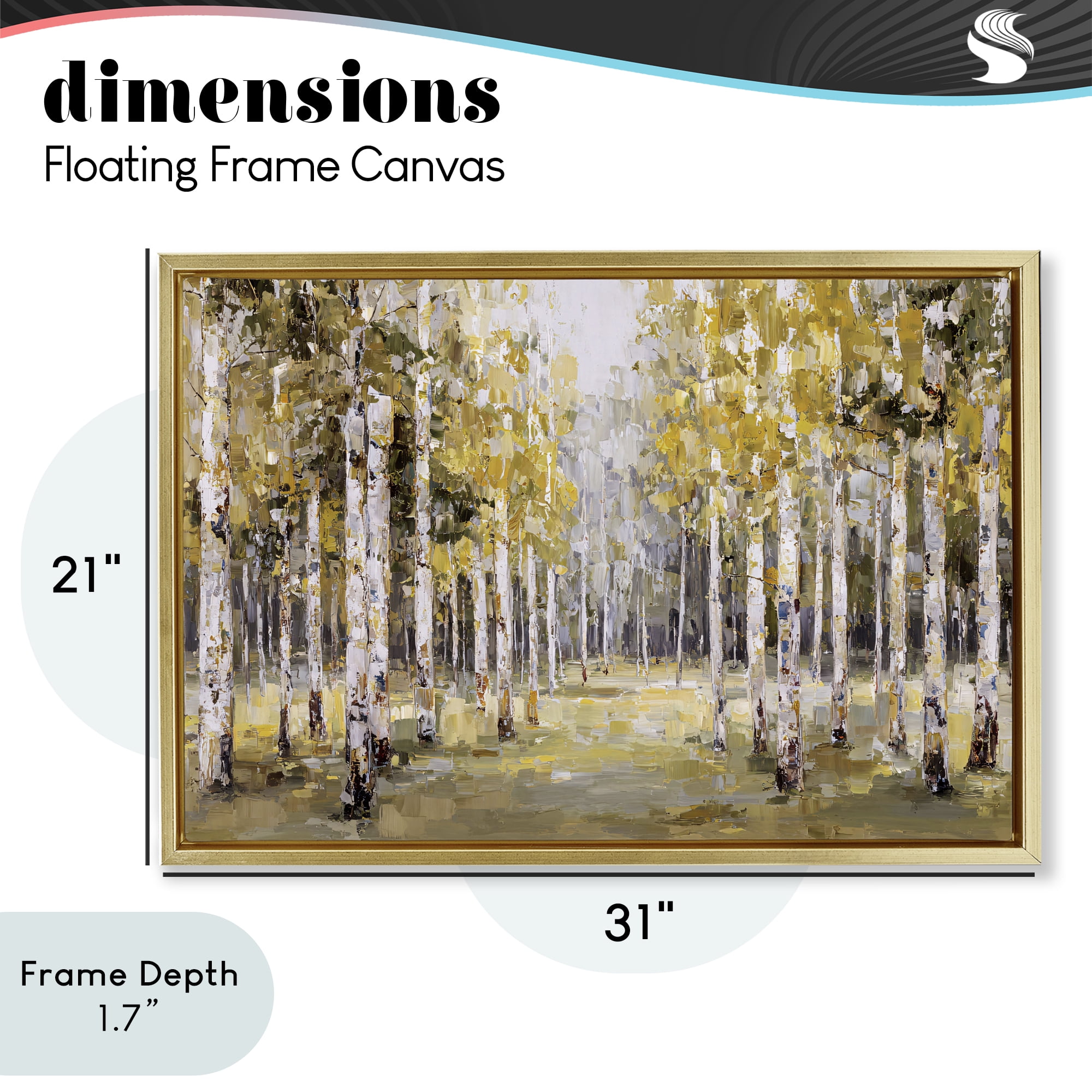 Stupell Industries Impressionist Birch Trees & Fall Leaves Gold Framed Floater Canvas Wall Art, design by Jacky Ngan