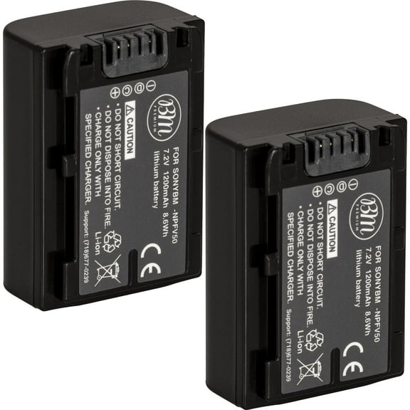 BM Premium Pack of 2 NP-FV50 Batteries for Sony Handycam Camcorders