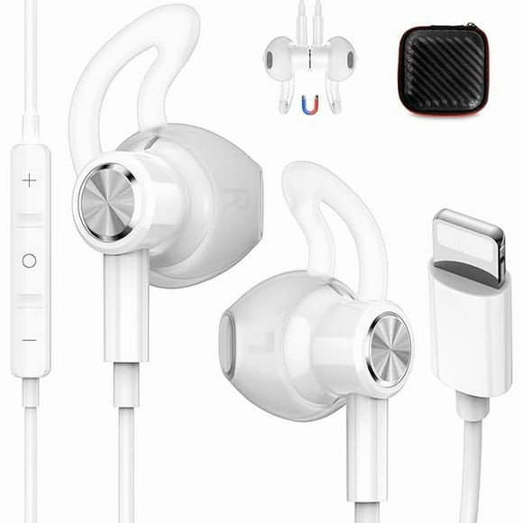 YJJSKEJI for Lightning Headphones Wired MFi Certified Magnetic Earbuds Anti Drop Ear Buds Tips Corded Earphones with Microphone Volume Control for Apple iPhone 14 Plus 13 Pro Max 12 Mini 11 XS XR
