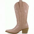 thumbnail image 3 of ARiderGirl Hanan Women Western Cowboy Boots Stacked Leather Heel and Stitched Leather Welt Mid Calf Boots, 3 of 5