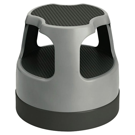 Cramer Scooter Stool, Round, 15", Step & Lock Wheels, to 300lb, Gray