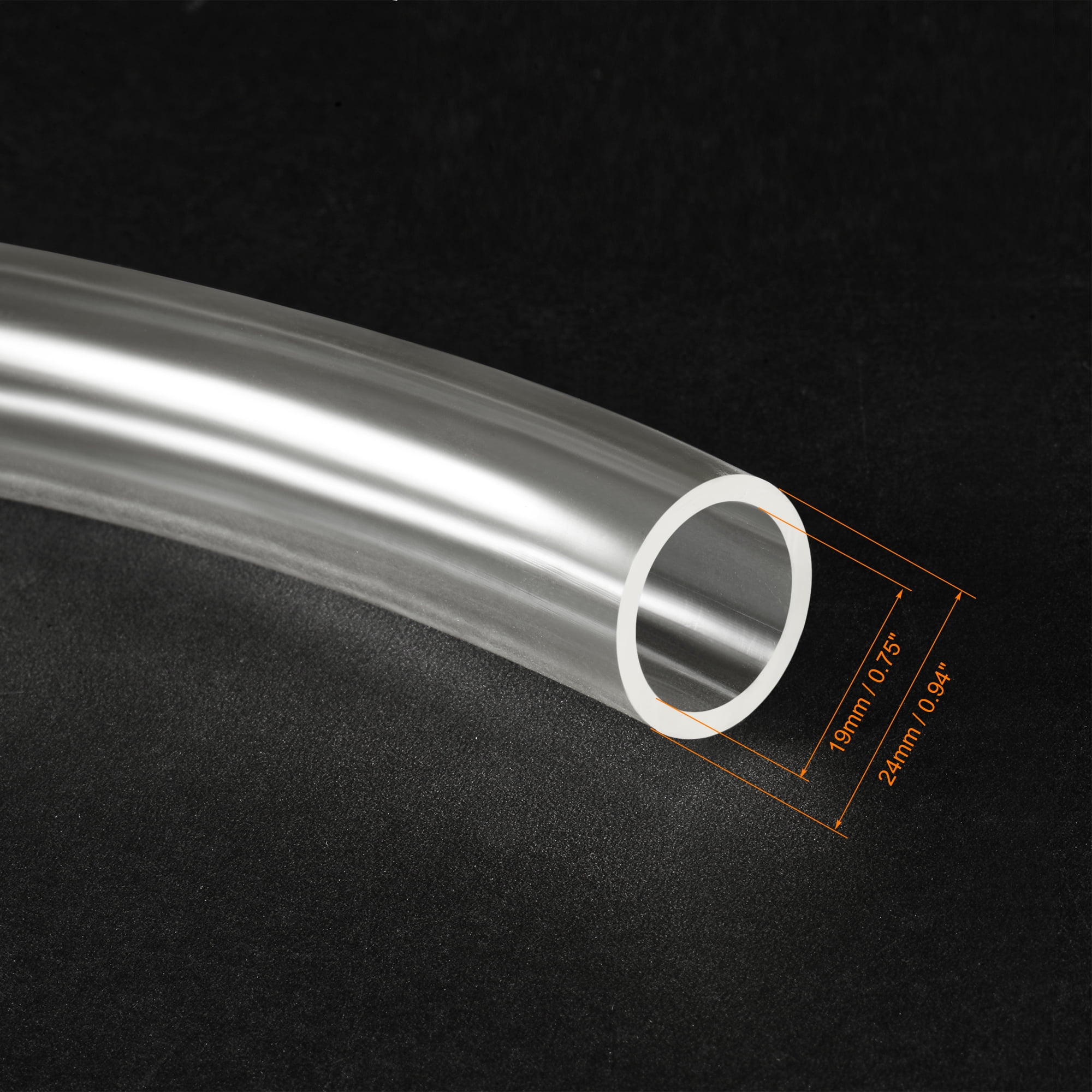 Unique Bargains PVC Clear Vinyl Tubing 19mm(3/4") ID 24mm(15/16") OD 3.3ft Plastic Pipe Air Water Hose with Clamps