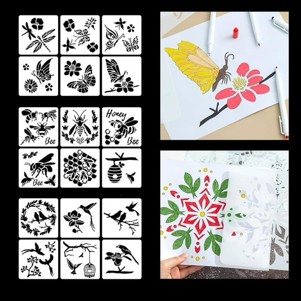 18x plantillas de mariposas reutilizables plantillas DIY piso de pared de madera pintura de pasteles dibujo para colorear diario álbum adorno proyecto Baoblaze Plantilla de plantillas