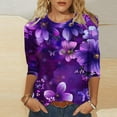 thumbnail image 1 of Jienlioq Hauts Grande Taille pour Femmes T-Shirts Mode pour Femmes Alzheimer Décontractés Col Rond Manches 3/4 T-Shirt Ample Hauts pour Dames Chemisiers Chemises Aubaines Cyberlundi, 1 of 4