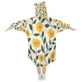 thumbnail image 2 of Wearable Blanket with Sleeves and Pocket Oversized Hooded Sweatshirt 3-14 YR Yellow Daisy Flowers S, 2 of 7