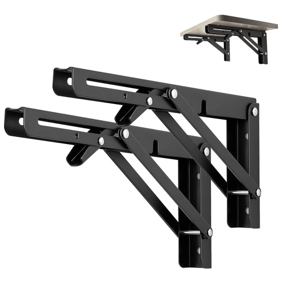 UHIAGREE 2 pack Folding Shelf Brackets,10 Inch L Brackets for Shelves Heavy Duty with Screws