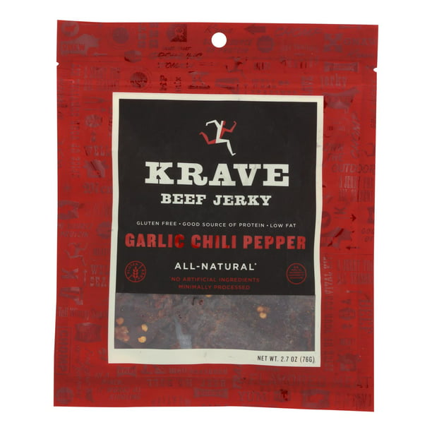 (Case of 8 )Krave Beef Jerky - Garlic Chili Pepper - 2.7 oz - Walmart