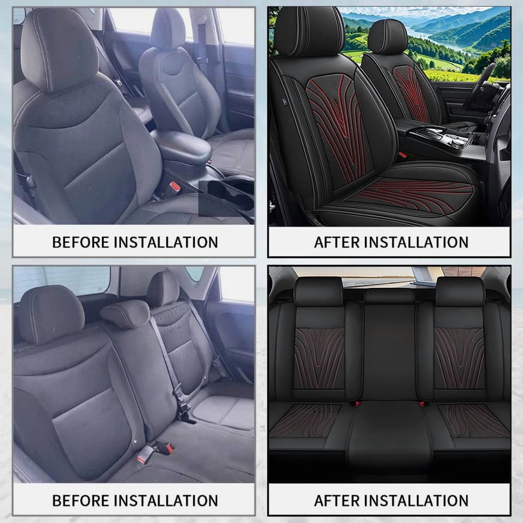 Fit for Toyota Tacoma 2016-2023 Seat Covers - Full Set Waterproof Leather Car Seat Covers Compatible Airbag（2 Row 5 Seat,Black）