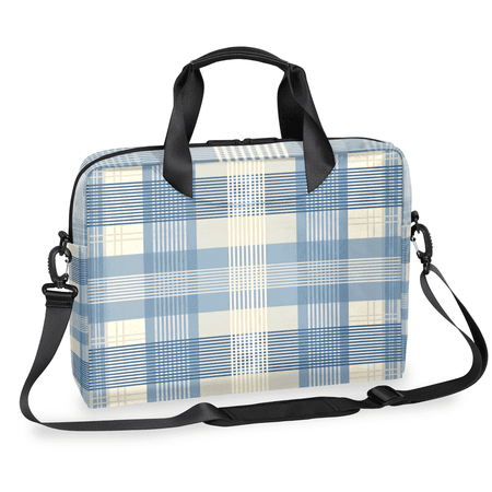 Herdesigns Plaid Blue Check Laptop Bag for Women Men, Computer Case Briefcase Messenger Bags, 15-15.6 inch Laptop Sleeve Shoulder Bag