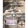 thumbnail image 5 of Outdoor Tablecloth with Umbrella Hole for Patio/Picnic/Party/Camping, Brown Southwestern Waterproof Table Cloth Round Cover Washable, Boho Ethnic Geometric Farmhouse Dia 54", 5 of 7