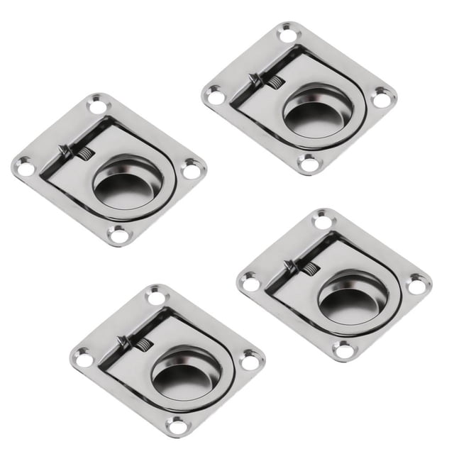 4 Piezas 42 x 36mmmm Mm de material acero Inoxidable Marino Duradero Escotilla de Cubierta de Barco Cajón de pequeña sala Manija de Elevación de Zulema Tirador de anillo a ras de barco