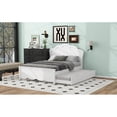 thumbnail image 5 of [Luckynote]Full Size Wood Platform Bed with Headboard and Twin Size Trundle, White, 5 of 10