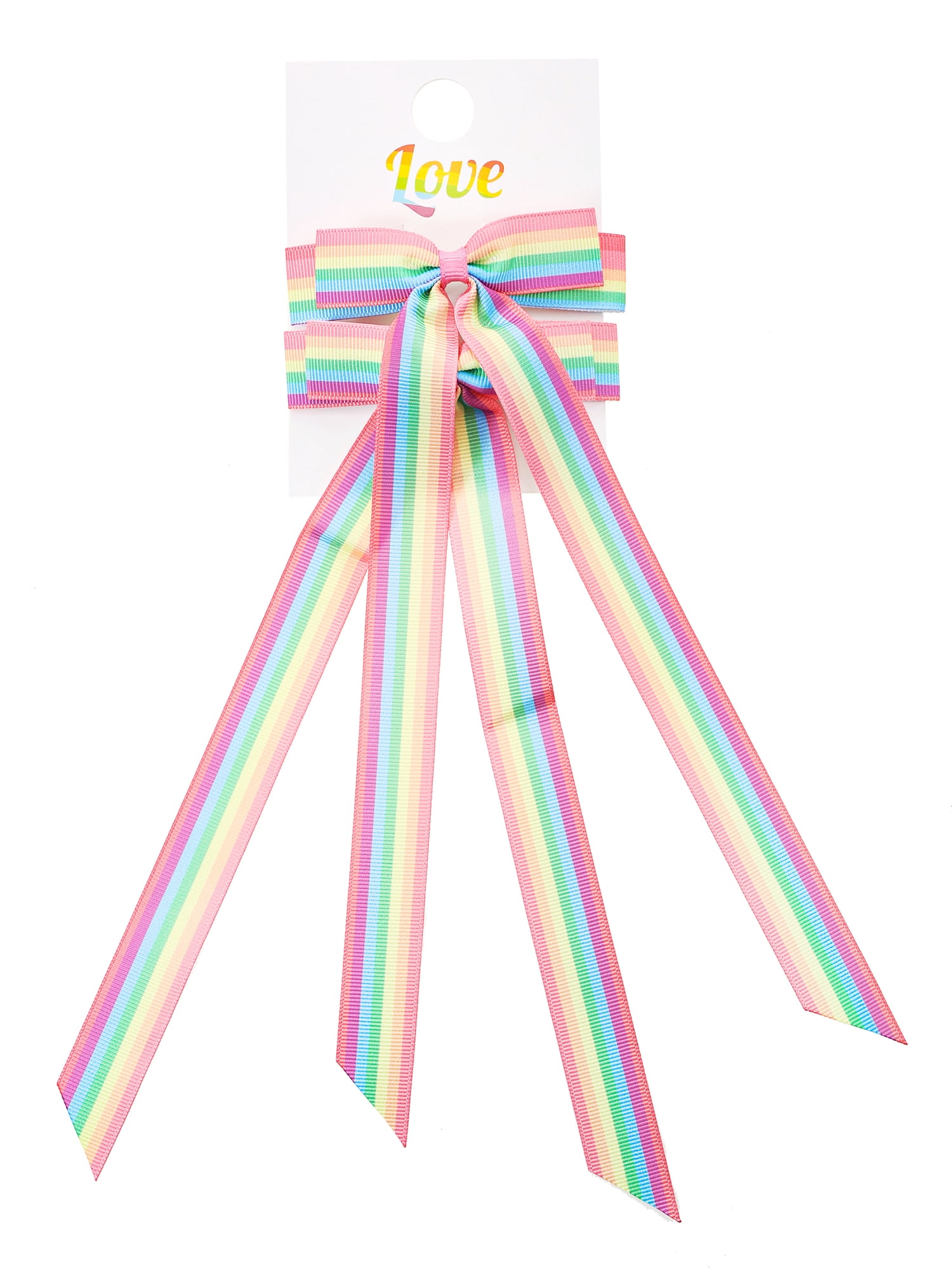 Pride Rainbow Multicolored Hair Bow Clips, 2 Piece