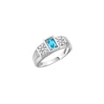 thumbnail image 3 of RYLOS Men's Rings Sterling Silver Classic 6X4MM Oval Gemstone & Diamond Ring Blue Topaz December Birthstone Rings For Men, Silver Rings, Size 12, 3 of 7