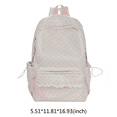 thumbnail image 2 of Polka Dot Print Lace Backpack, Large Capacity Multi-Pocket School Bag with Compartments for Travel Outdoor (Pink 430*300*140), 2 of 8