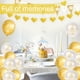 thumbnail image 4 of Decoraciones para el 50.° aniversario de bodas, 23 piezas de adornos blancos felices para bodas, globos dorados, adorno para tarta, banda de satén para suministros para fiestas de aniversario de, 4 of 8