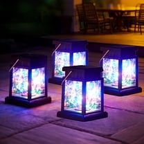 MEHOOM 4 Pack Outdoor Solar Lanterns Colorful, 40 LED Fairy Lights Hanging Decorative Garden Lights, Waterproof Solar Powered Lights for Patio, Yard, Balcony, Christmas Decorations Outdoor