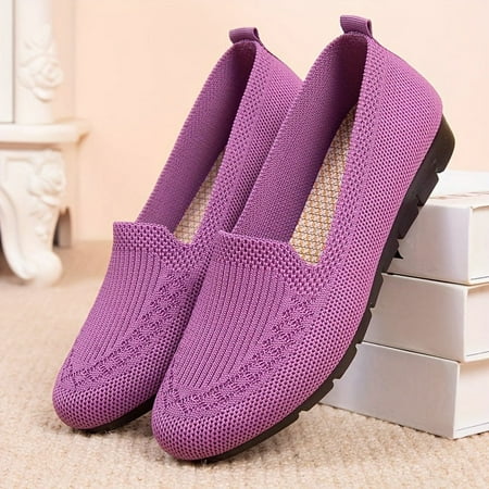 

Women s Solid Color Mesh Breathable Loafers Shoes Flat Slip On Comfortable Flying Woven Shoes Casual Versatile Wear Resistance Walking Shoes Mama Shoes