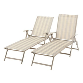 Mainstays Fair Park Foldable Steel Outdoor Chaise Lounge - Set of 2, Multiple Colors