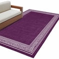 thumbnail image 2 of 3'x5' Area Rugs, Dark Purple Retro Greek Key Indoor Outdoor Area Rug for Living Room Bedroom, Geometric Greece Ancient Farmhouse Washable Bathroom Rugs Kitchen Floor Carpet Mats Home Decor Aesthetic, 2 of 8