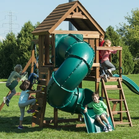 Details About Swing N Slide Wooden Swing Set With Tower Turbo Tube Slide Telescope Deck