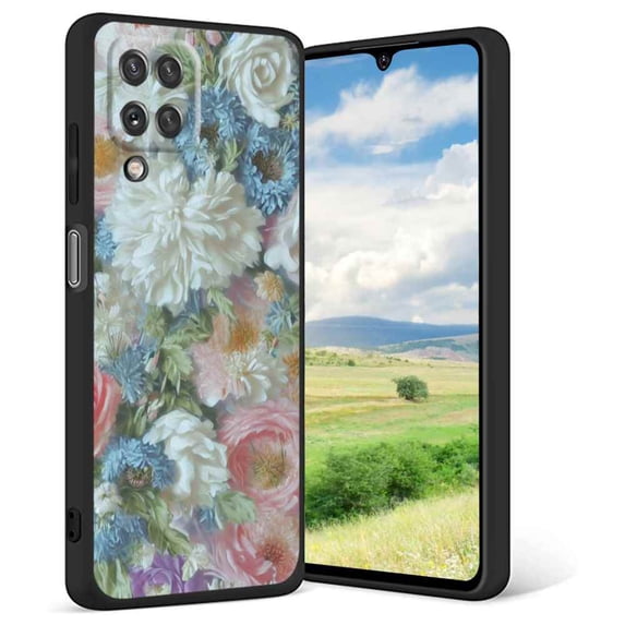 Vintage-Floral-Art-Design-373 Phone Case, Degined for Samsung Galaxy A42 Case Men Women, Flexible Silicone Shockproof Case for Samsung Galaxy A42