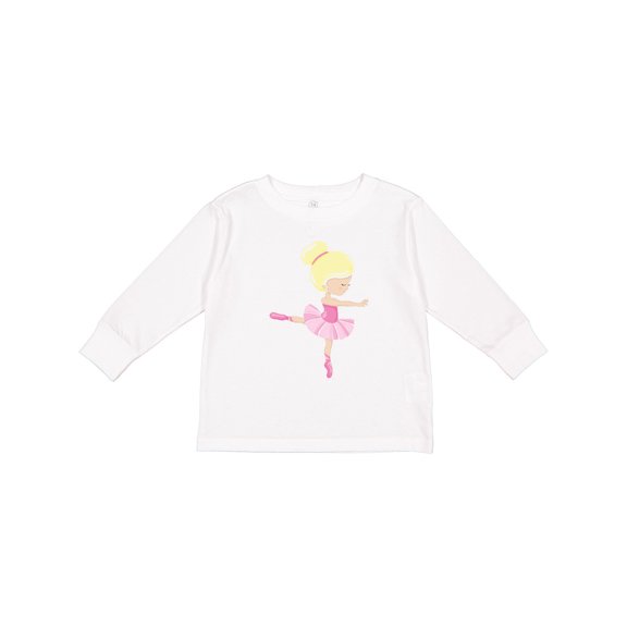Inktastic Ballerina, Ballet Girl, Ballet Dance, Blonde Hair Girls Long Sleeve Toddler T-Shirt