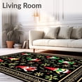 thumbnail image 2 of ODIKA 6'x9' Machine Washable Non-Slip Area Rug, Festive Gnome Gathering with Nordic Snowflake Motifs and Ivy Swirls High Traffic Rug, Black, 654587, 2 of 7