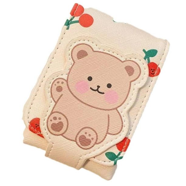 Estuche para lápiz labial de maquillaje, estuche pequeño para lápiz labial con diseño de oso y espejo interior para fiesta