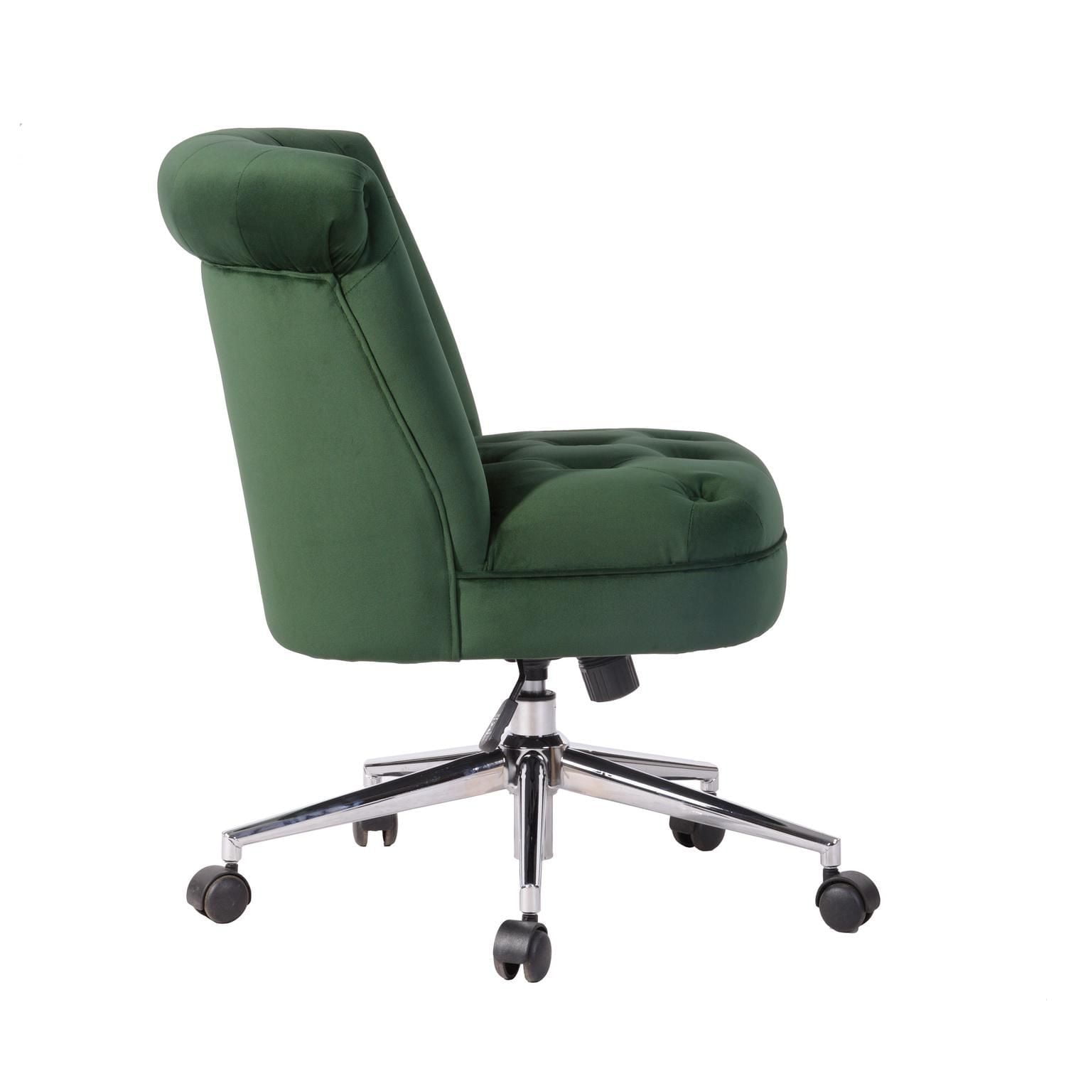 Homylin Modern Swivel Home Office Chair, Fabric Upholstered Accent Chair Tufted Vanity Chairs Adjustable Computer Desk Chair for Living Room Bedroom Study Room, Green