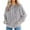 Gray, variant on Kiplyki Fall Hoodies for Women Zipper V-Neck Pullover Tops Long Sleeve Hooded Blouse Sweatshirt