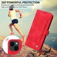 thumbnail image 6 of Nalacover For iPhone 14 Wallet case 【RFID Blocking】【Slide Pocket Slot】,Credit Card Holder Flip Folio Book PU Leather Protective Cover Women Men For iPhone 14 - 6.1", Red, 6 of 14