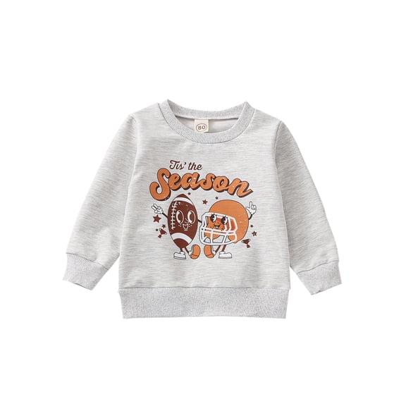 Bagilaanoe Toddler Baby Girl Boy Oversized Sweatshirt Long Sleeve Rugby Letter Print Pullover 6M 12M 18M 24M 3T 4T Kids Fall Loose Tee Tops