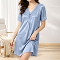 thumbnail image 2 of Bovxnpu Womens Nightgown Sleepshirt Pajama Dress Lace V Neck Casual Dress With Built In Bra Loungewear Sleepwear, 2 of 8