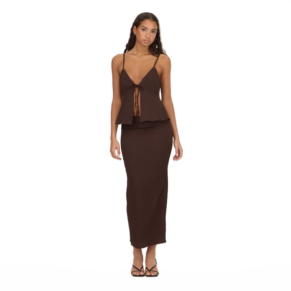 Forever 21 Women's Tank Top with Tie Front and Maxi Skirt Set