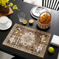 thumbnail image 3 of Brown Boho Placemats Set of 4, Retro Western Rustic Ethnic Tribal Patterns Placemats for Dining Table, Place Mats for Kitchen Tabletop, Waterproof Wipeable Dining Table Mats Set, 3 of 9
