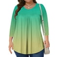 thumbnail image 1 of ZMFXJPE Hauts pour Femmes Liquidation Hauts pour Femmes avec Manches 3/4 Tuniques Décontractées Hauts de Robe pour Femmes Blouse d'Automne Hauts pour Femme Chic Décontracté, Vert, G, 1 of 6